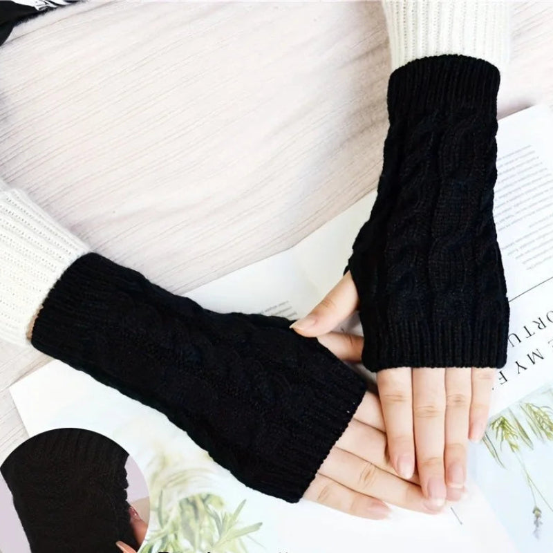 Women’s Knit Fingerless Gloves with Fleece Lining