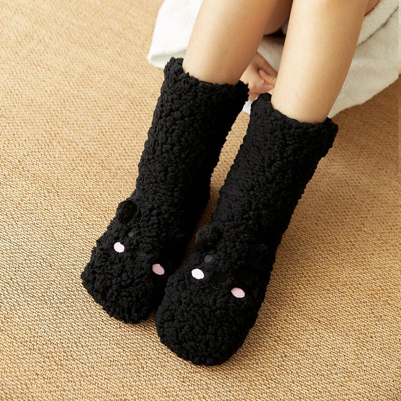 Kawaii Bear Fleece Slipper Socks