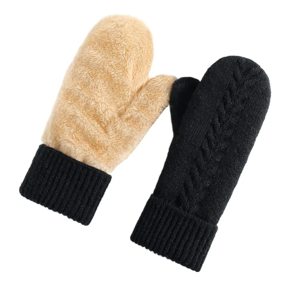 Double Layer Fleece-Lined Winter Mittens