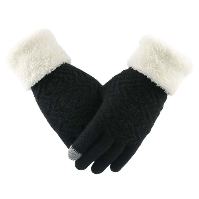 Plush-Lined Touchscreen Knit Gloves