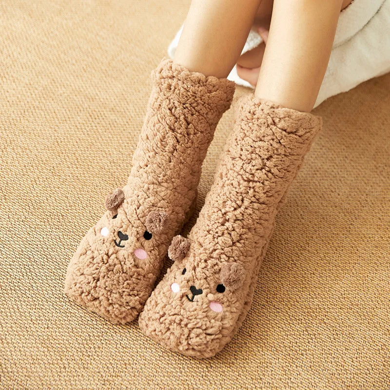 Kawaii Bear Fleece Slipper Socks