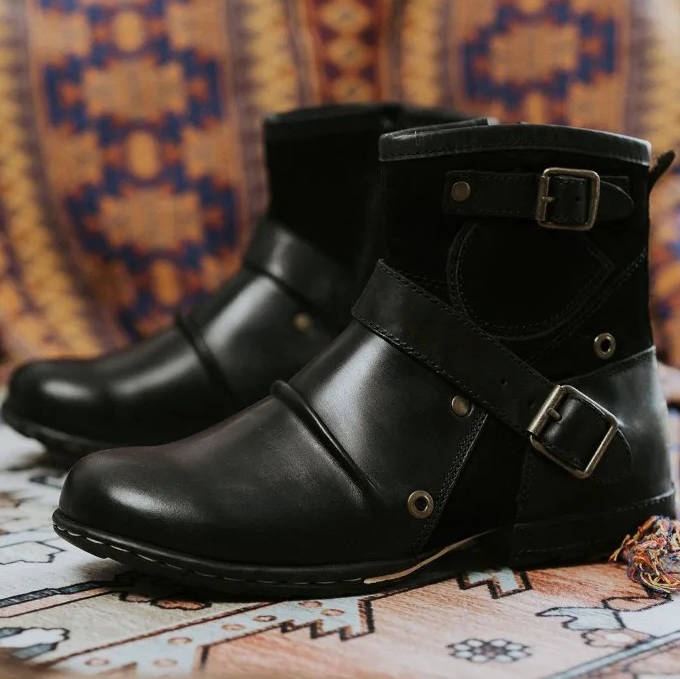 Men’s Vintage Western Slip-On Ankle Boots