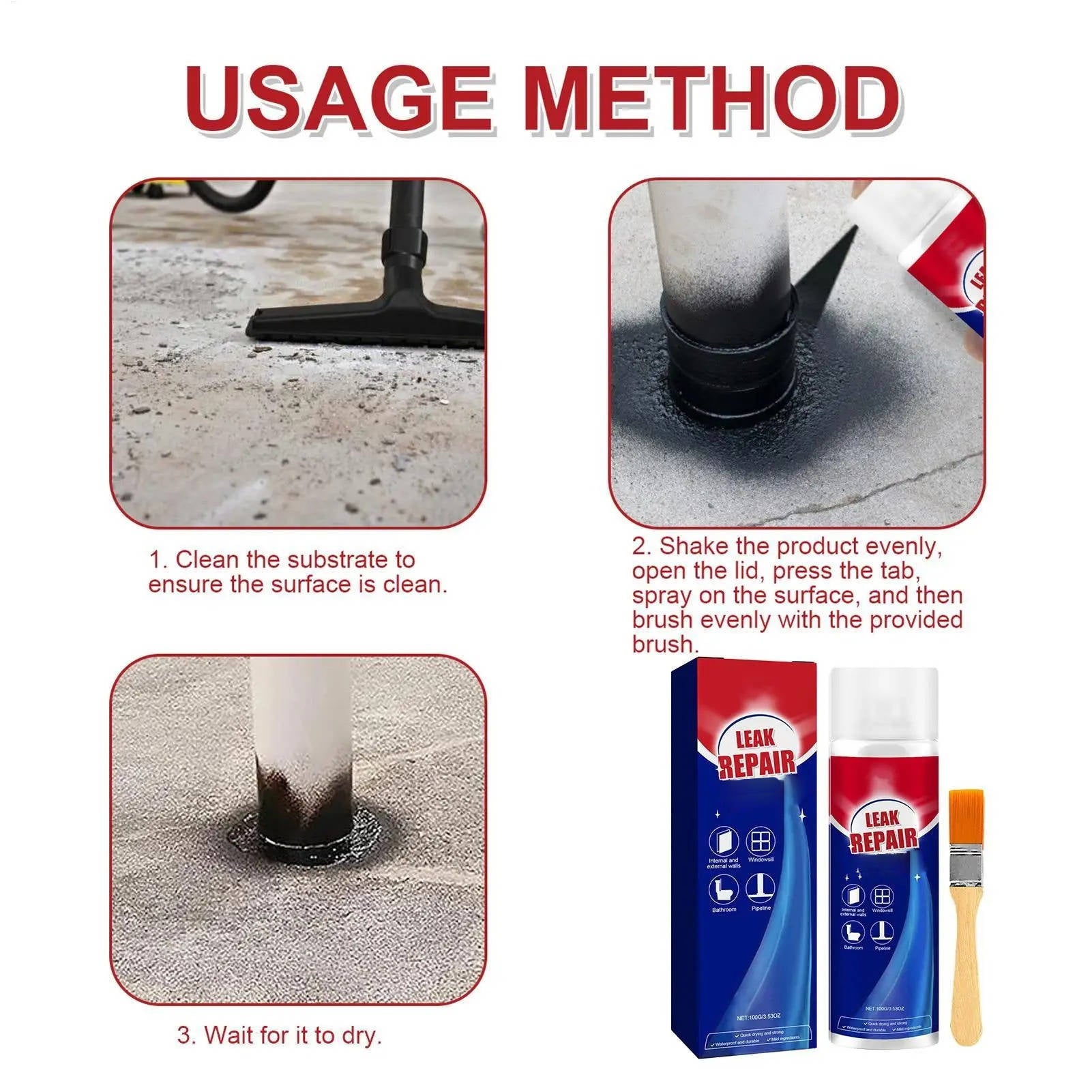 Waterproof Leak Repair Sealant Spray – 2 Pack