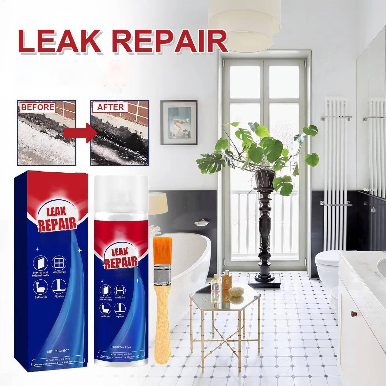 Waterproof Leak Repair Sealant Spray – 2 Pack