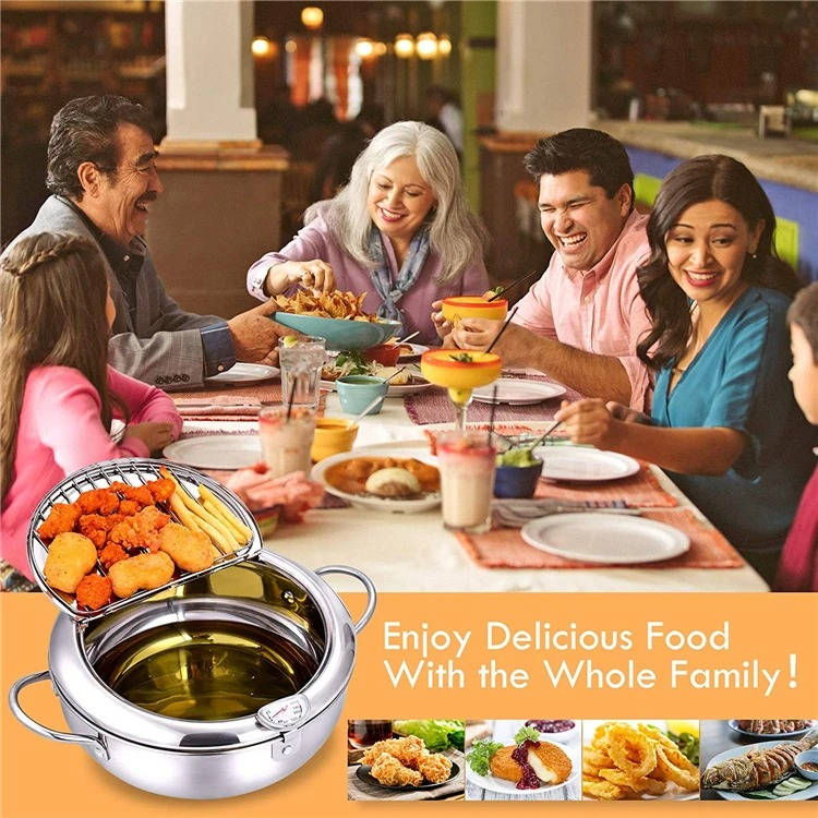 Japanese Deep Frying Pot with Thermometer & Drain Rack