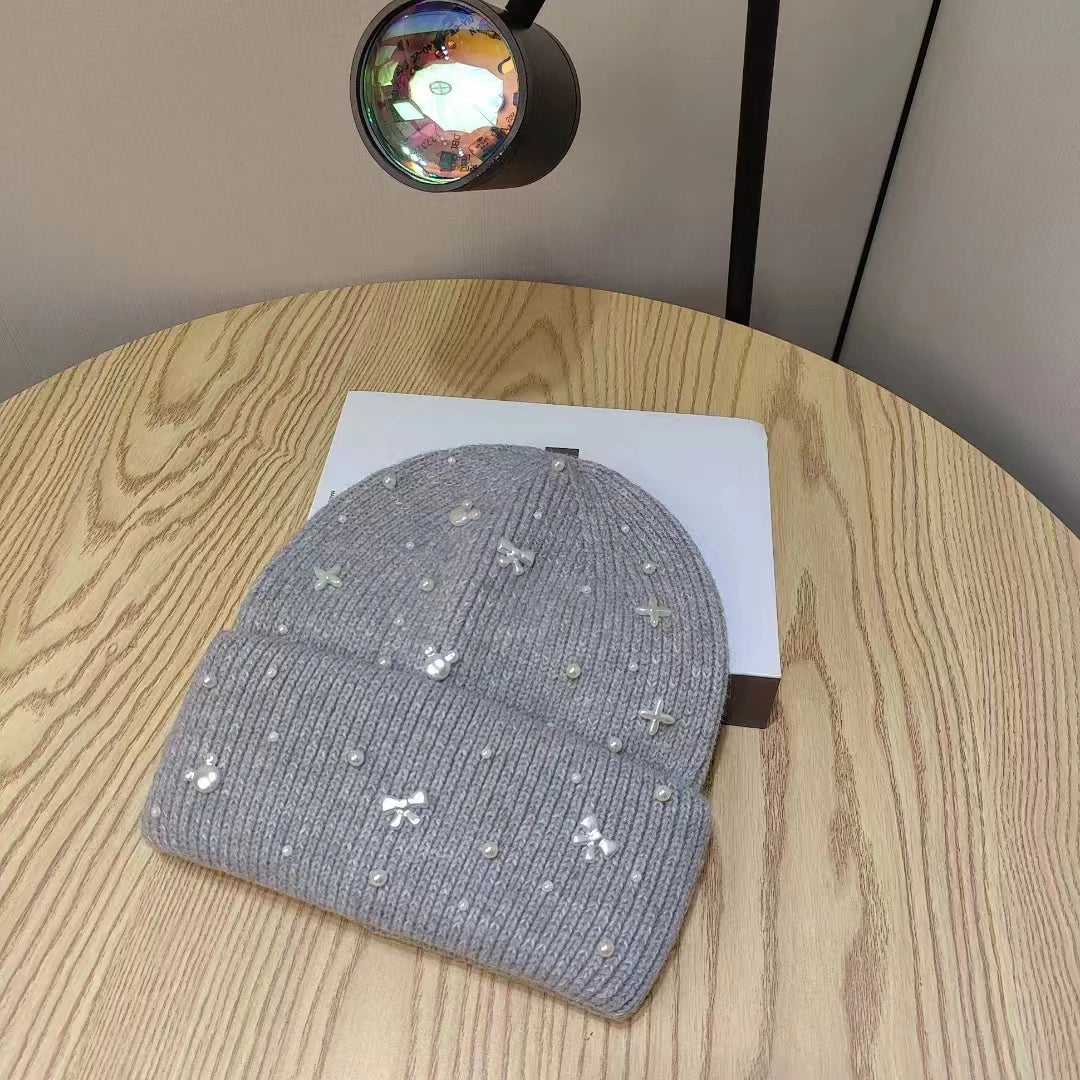 Pearl Accent Knit Beanie