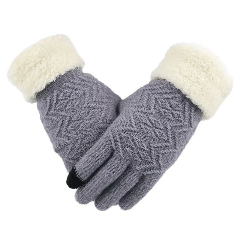 Plush-Lined Touchscreen Knit Gloves