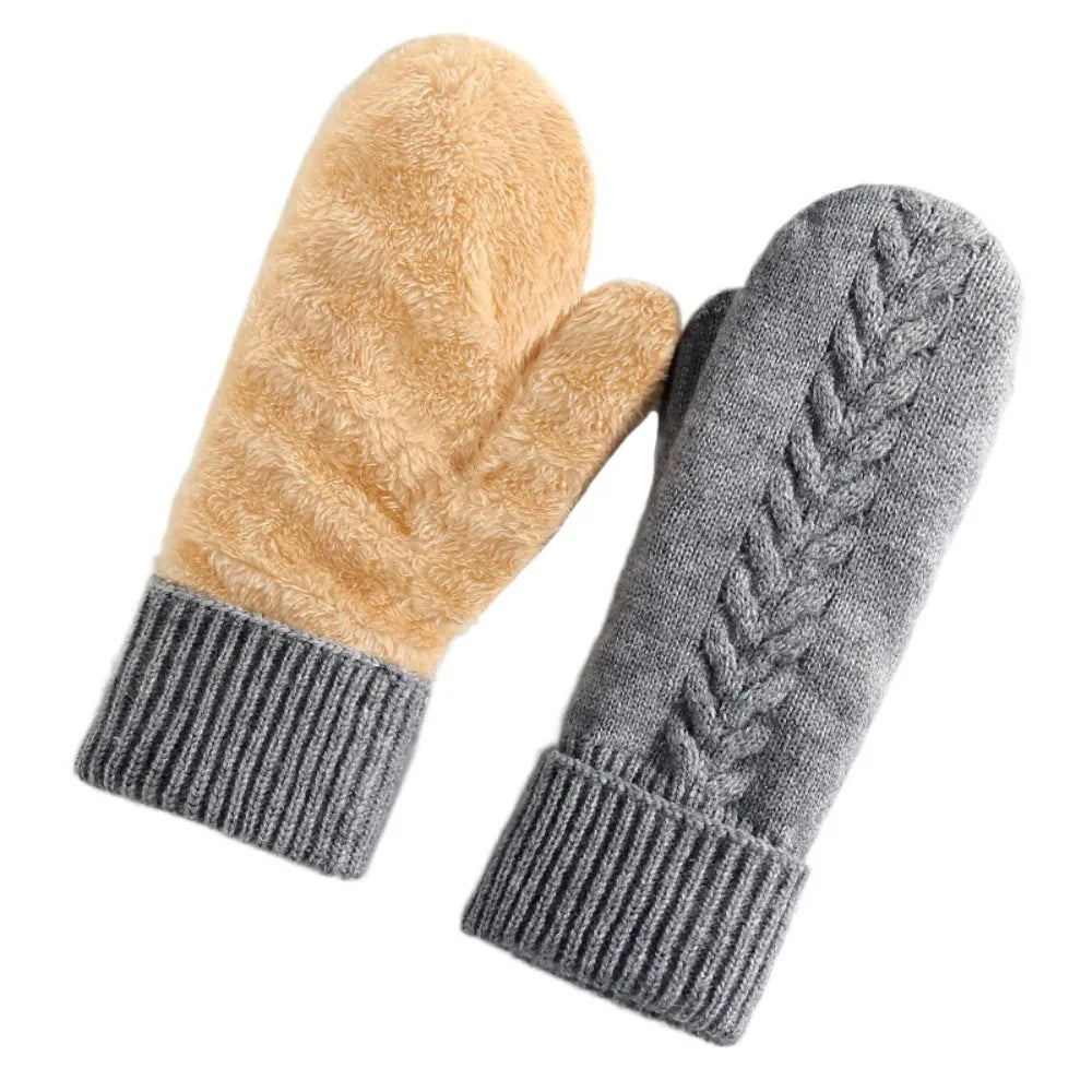 Double Layer Fleece-Lined Winter Mittens