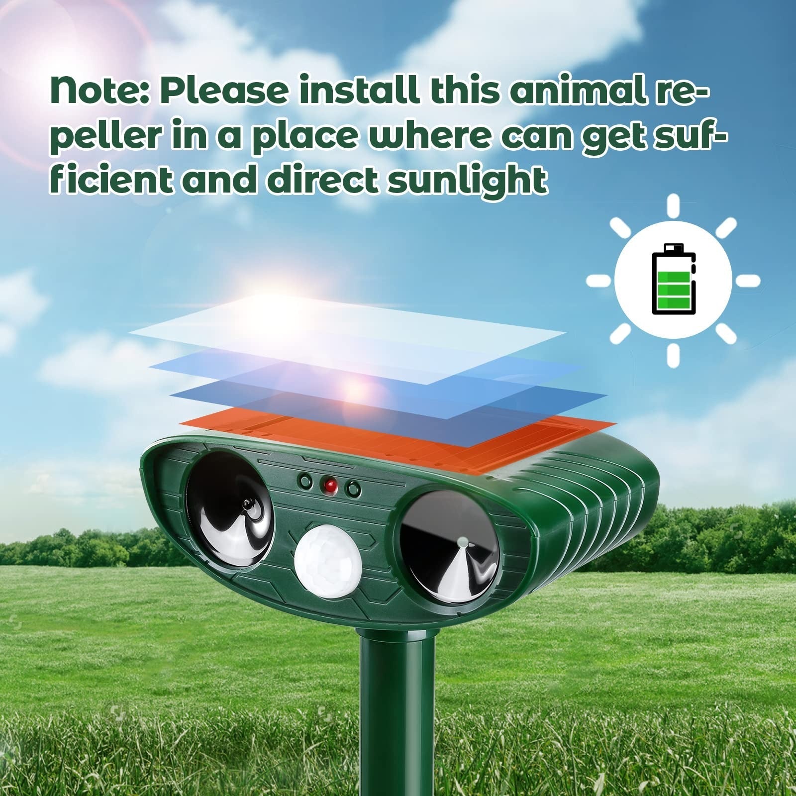 Solar-Powered Ultrasonic Woodpecker Repellent