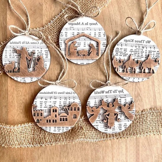 Nativity Music Sheet Christmas Ornaments
