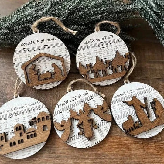 Nativity Music Sheet Christmas Ornaments