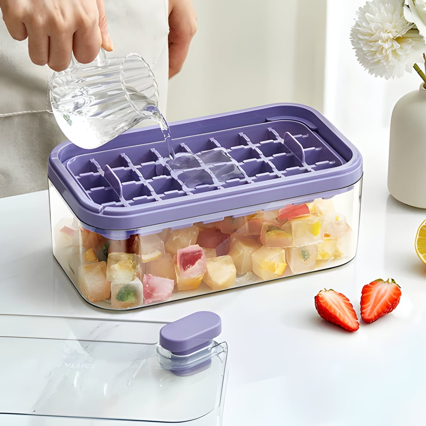One-Click Ice Tray System for Easy Ice Release