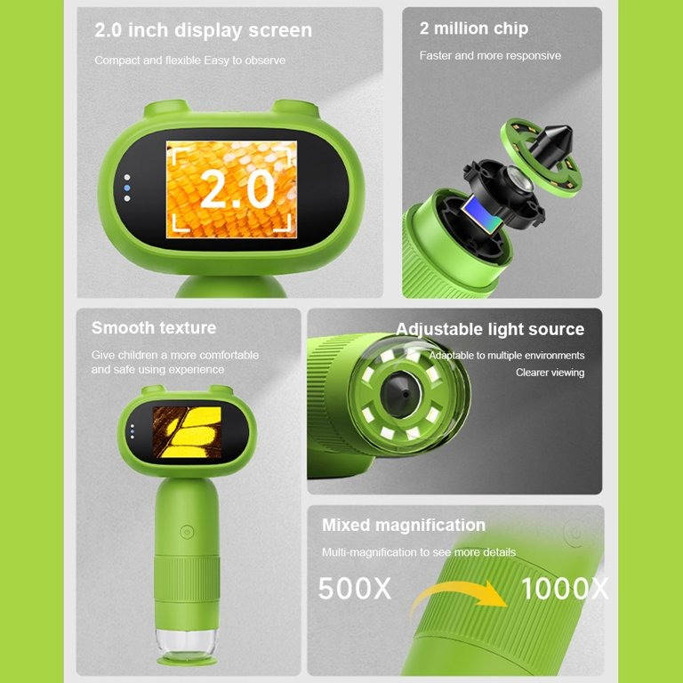 Handheld Kids Microscope for Science Learning and Outdoor Exploring