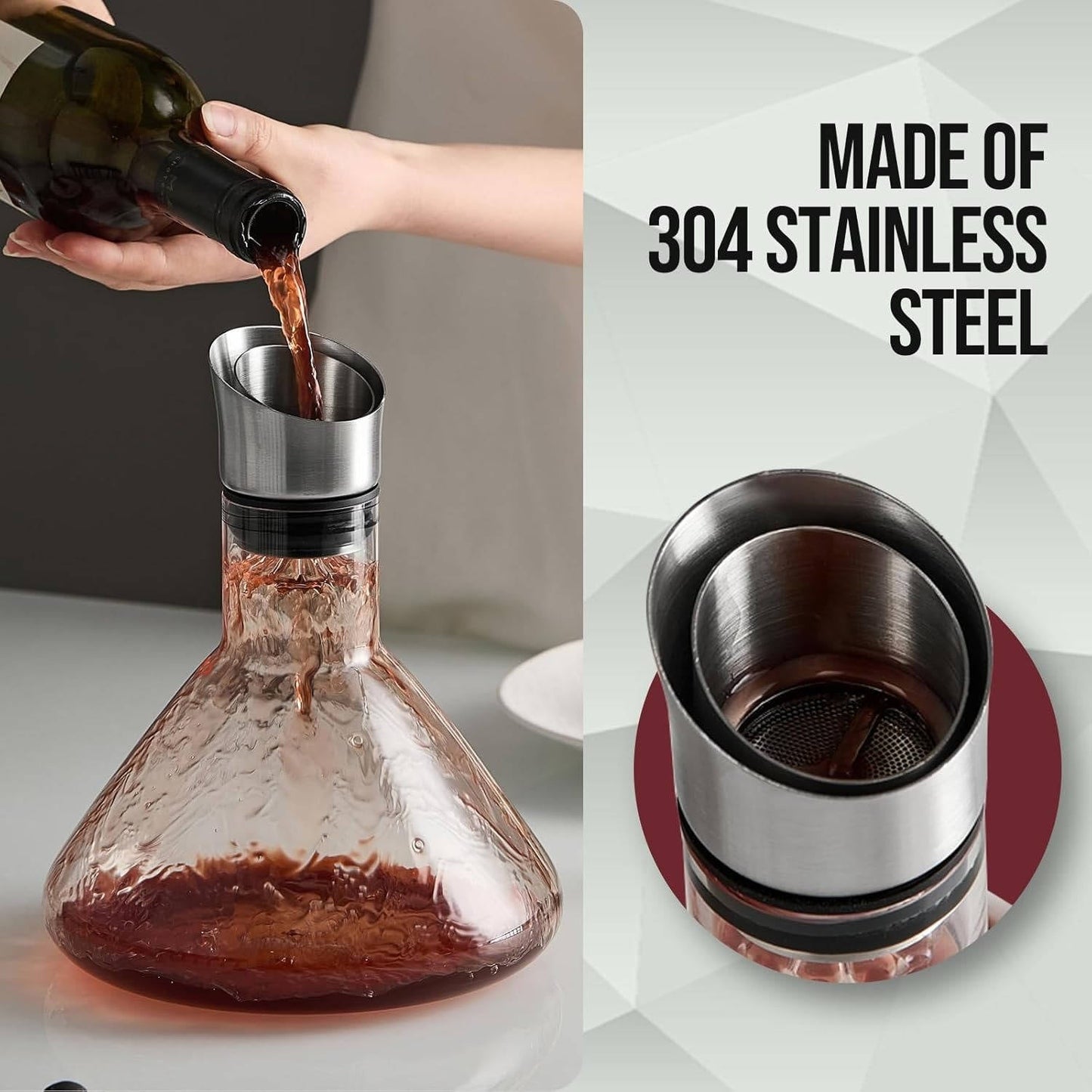 Crystal Glass Wine Decanter and Aerator Carafe