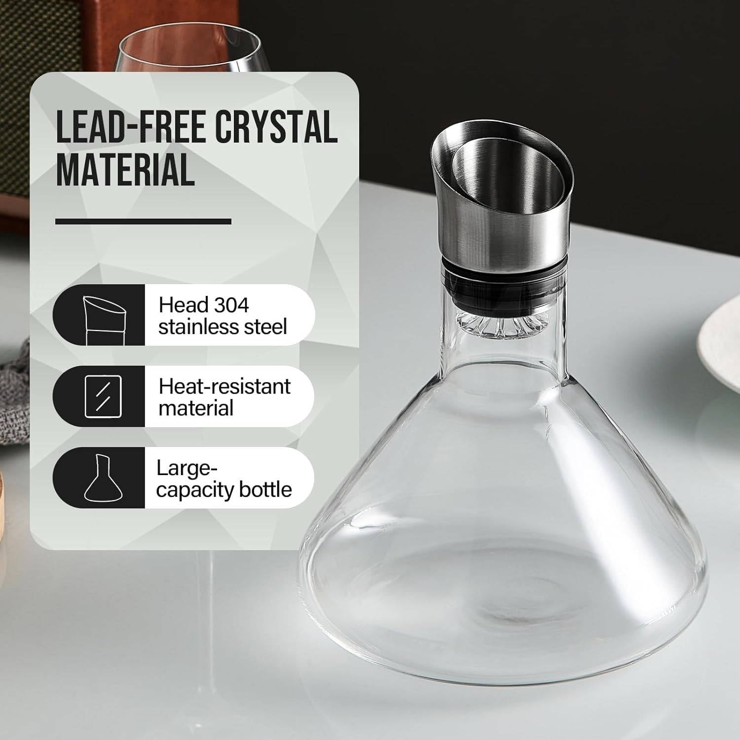Crystal Glass Wine Decanter and Aerator Carafe