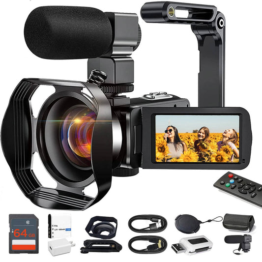 4K Vlogging Camera with WiFi, Stabilizer & 48MP