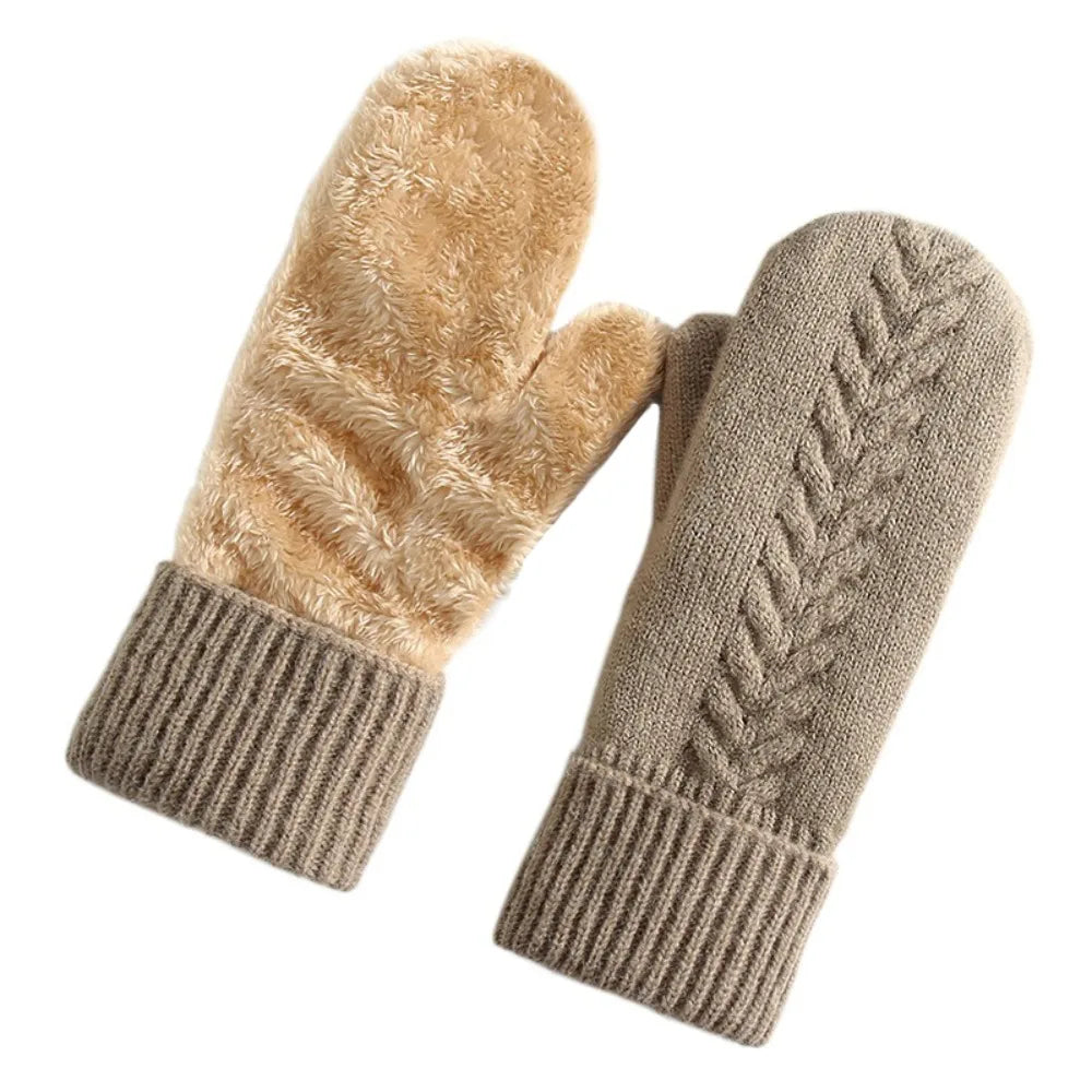 Double Layer Fleece-Lined Winter Mittens