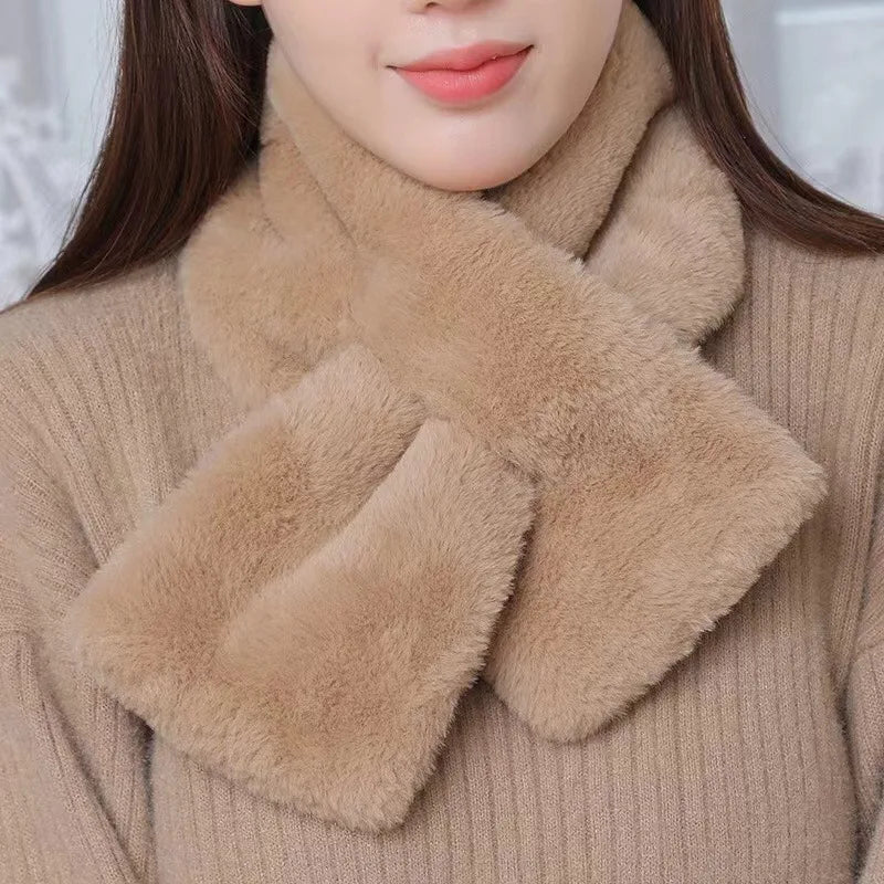 Faux Fur Cross-Collar Neck Warmer