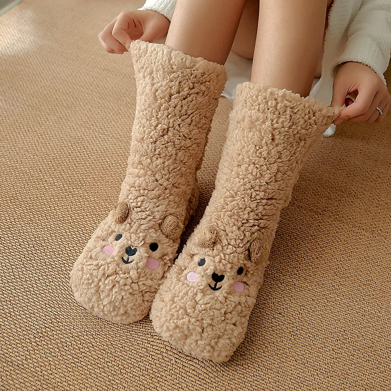Kawaii Bear Fleece Slipper Socks