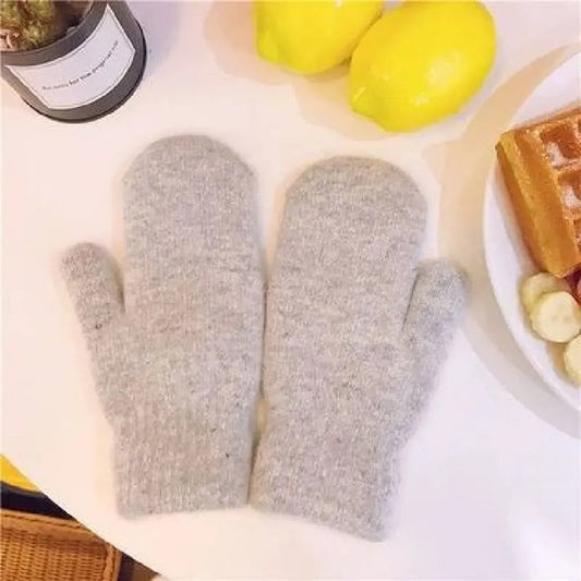Cashmere-Feel Knit Mittens for Women