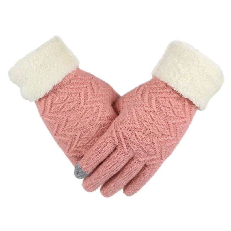 Plush-Lined Touchscreen Knit Gloves