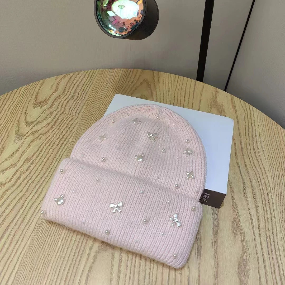 Pearl Accent Knit Beanie