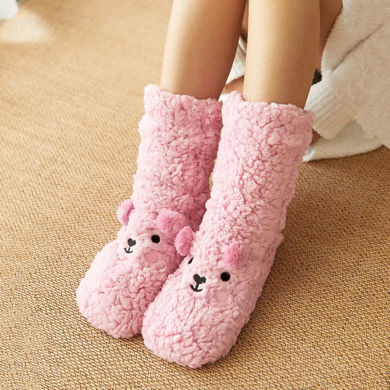 Kawaii Bear Fleece Slipper Socks
