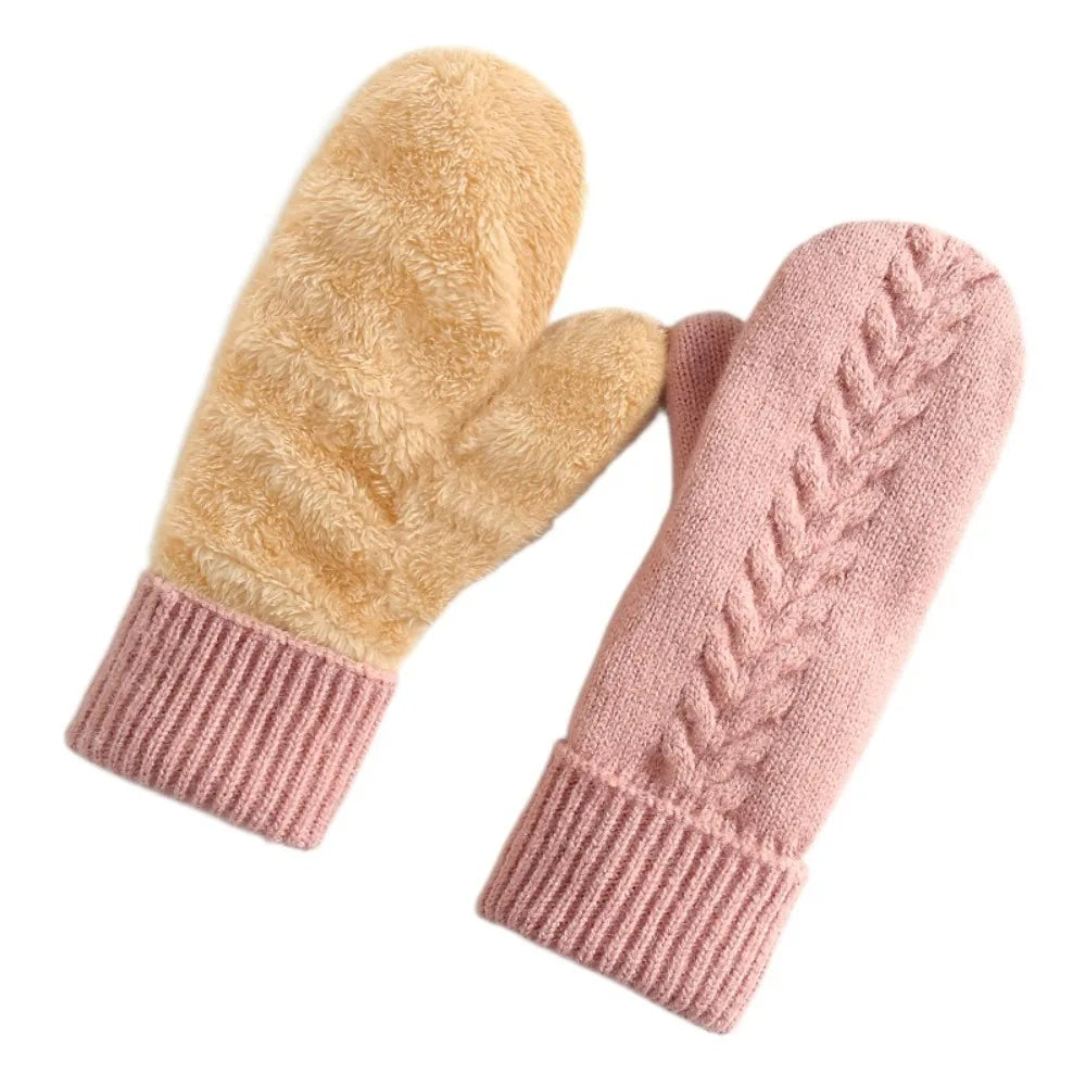 Double Layer Fleece-Lined Winter Mittens