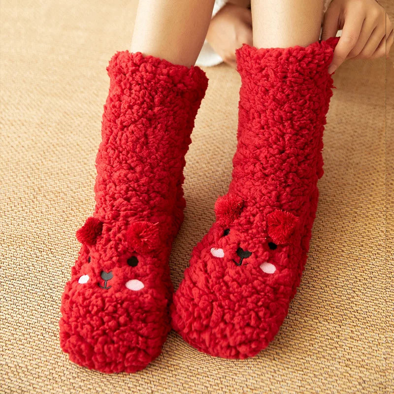 Kawaii Bear Fleece Slipper Socks