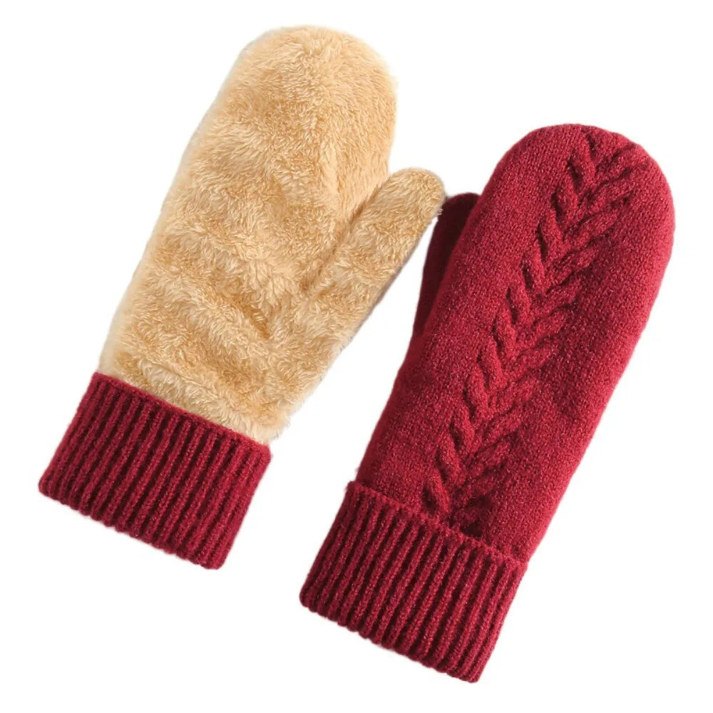 Double Layer Fleece-Lined Winter Mittens