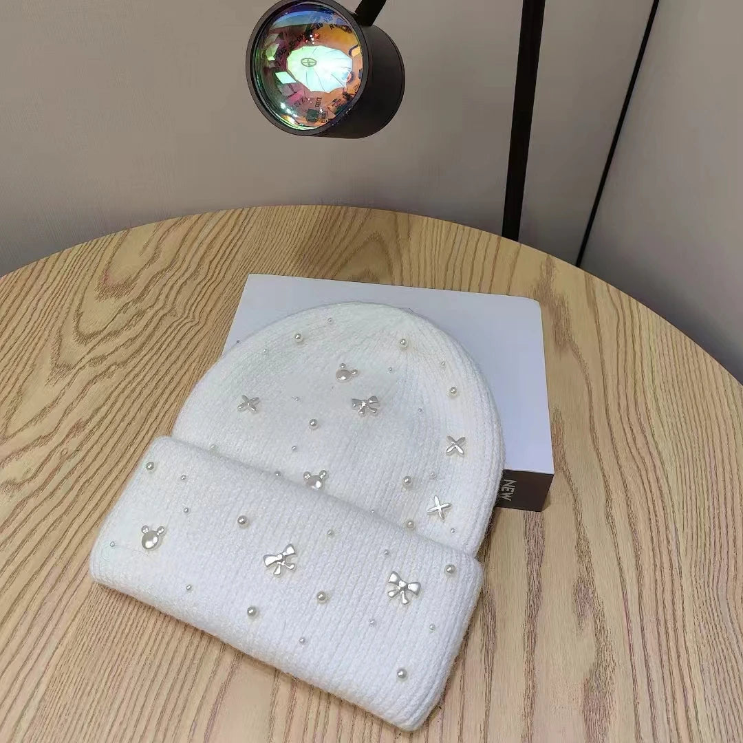 Pearl Accent Knit Beanie