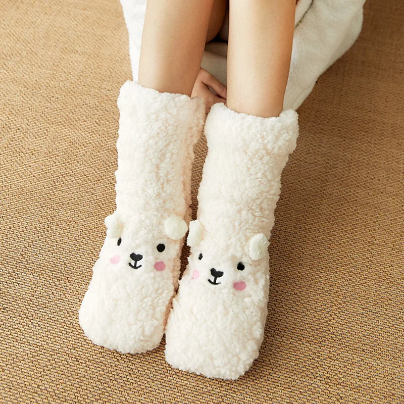 Kawaii Bear Fleece Slipper Socks
